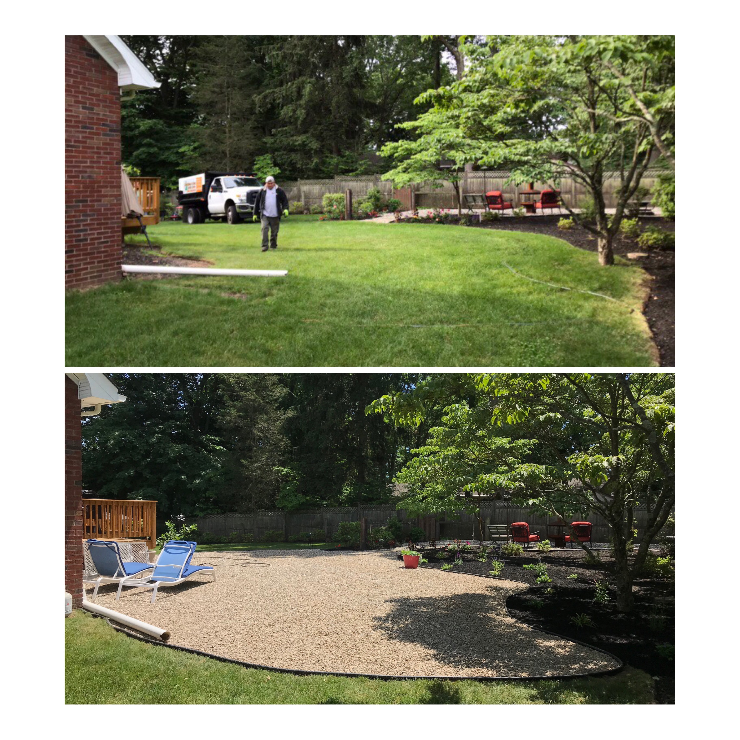 Finished paver walkway with landscaped bed by Martinez & Son